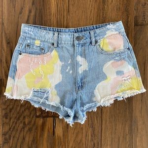 URBAN OUTFITTERS - Cheeky Hi-Rise Tie-Dye Jean Shorts - Size 30